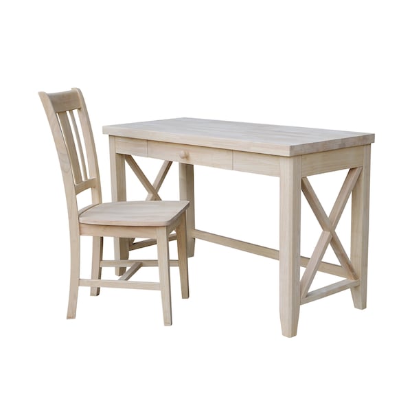 International Concepts Hampton Desk with Chair 21.1 in D X 30 in H, 48.1 in W X Wood, Unfinished K-OF-67X-C10 - main